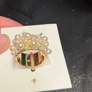 Gold Pearl Cluster Cocktail Ring - Women Accessories